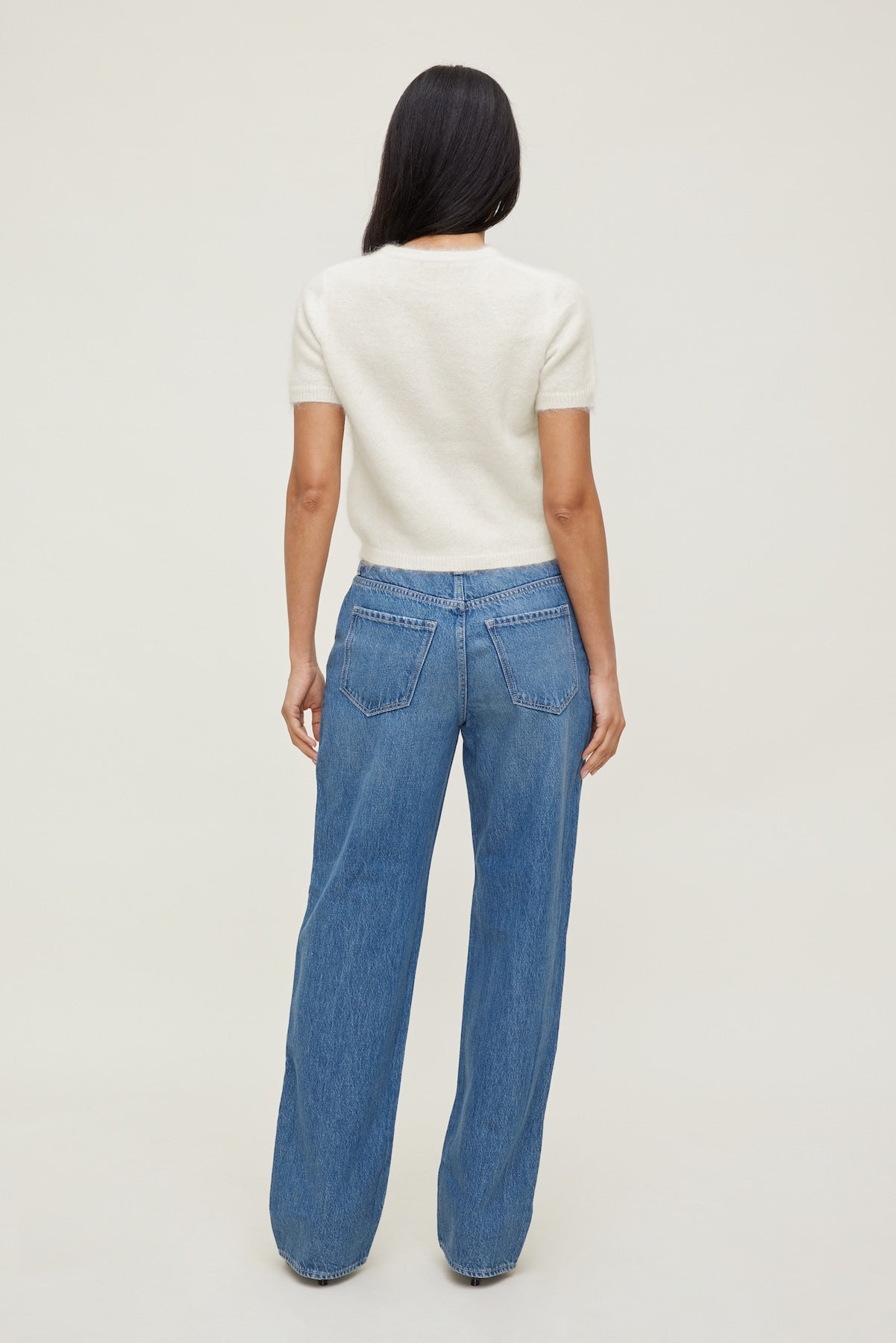 Dynamite US | Premium Mohair Short Sleeve Cardigan White