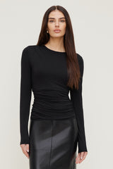 Dynamite Online | Draped Long Sleeve Top Black