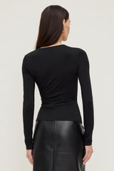 Dynamite Online | Draped Long Sleeve Top Black