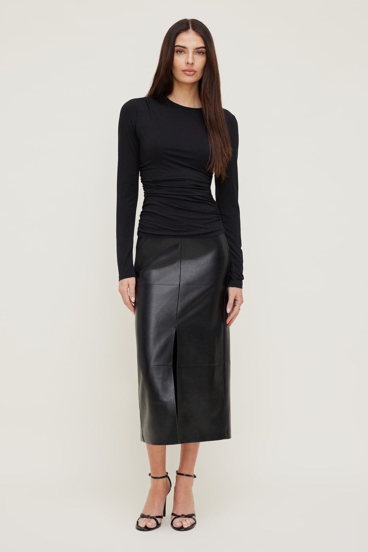 Dynamite Online | Draped Long Sleeve Top Black