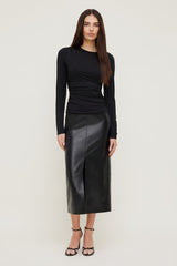 Dynamite Online | Draped Long Sleeve Top Black