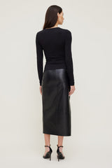 Dynamite Online | Draped Long Sleeve Top Black