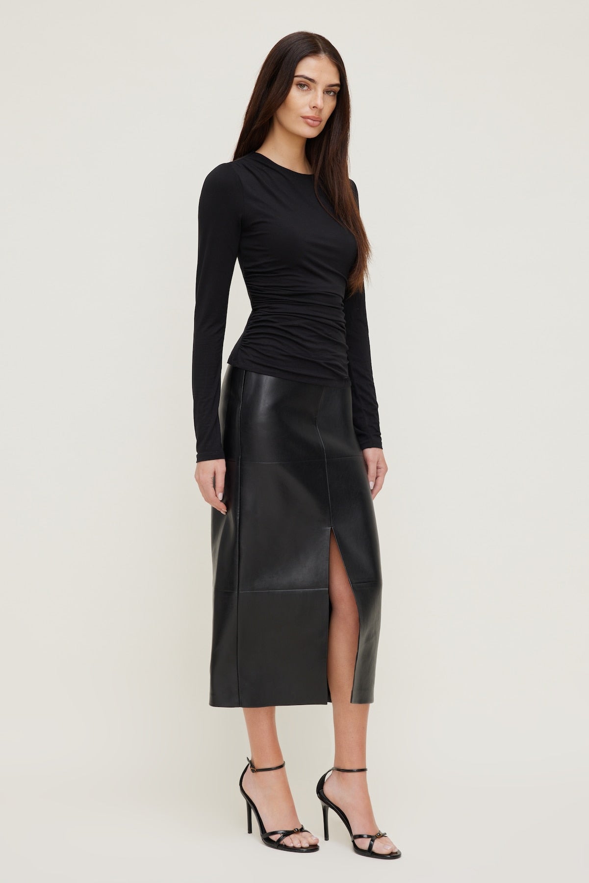 Dynamite Online | Draped Long Sleeve Top Black