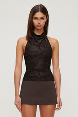 Dynamite Store | Jacquard Halter Top Brown