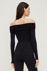 Dynamite Website Shop | Off Shoulder Long Sleeve Top Black