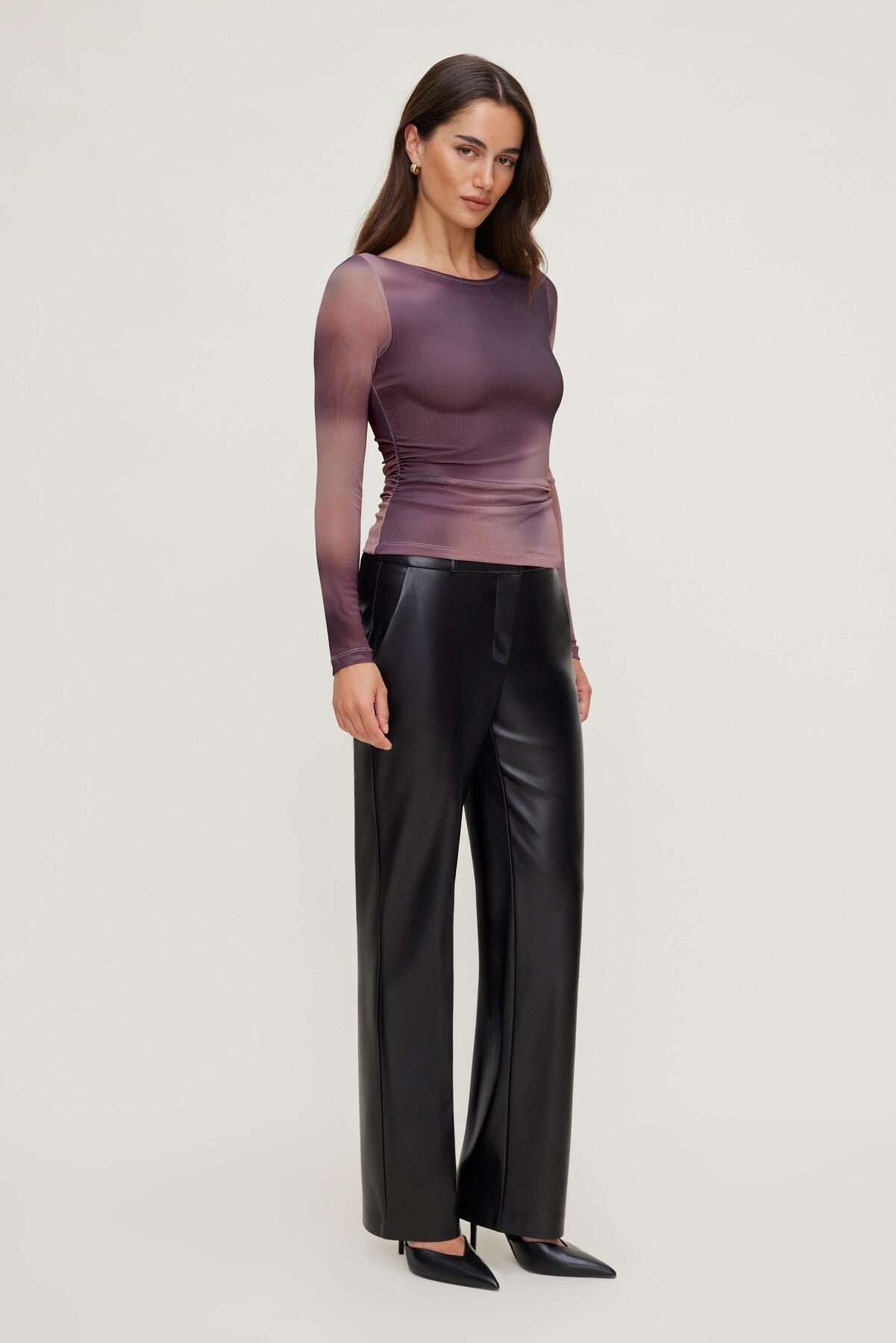 Dynamite US | Stella Long Sleeve Mesh Top PURPLE