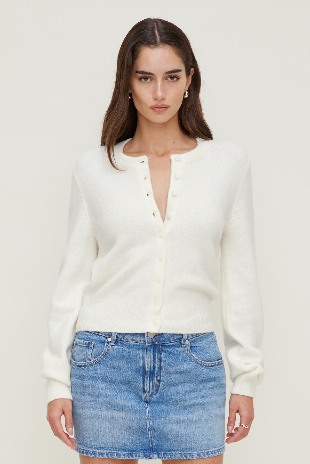 Dynamite Discount | Rebecca Crewneck Cardigan White