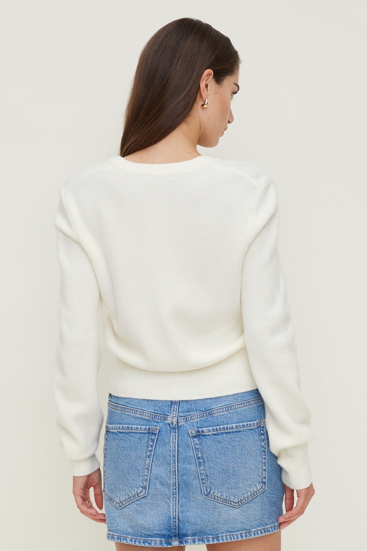 Dynamite Discount | Rebecca Crewneck Cardigan White