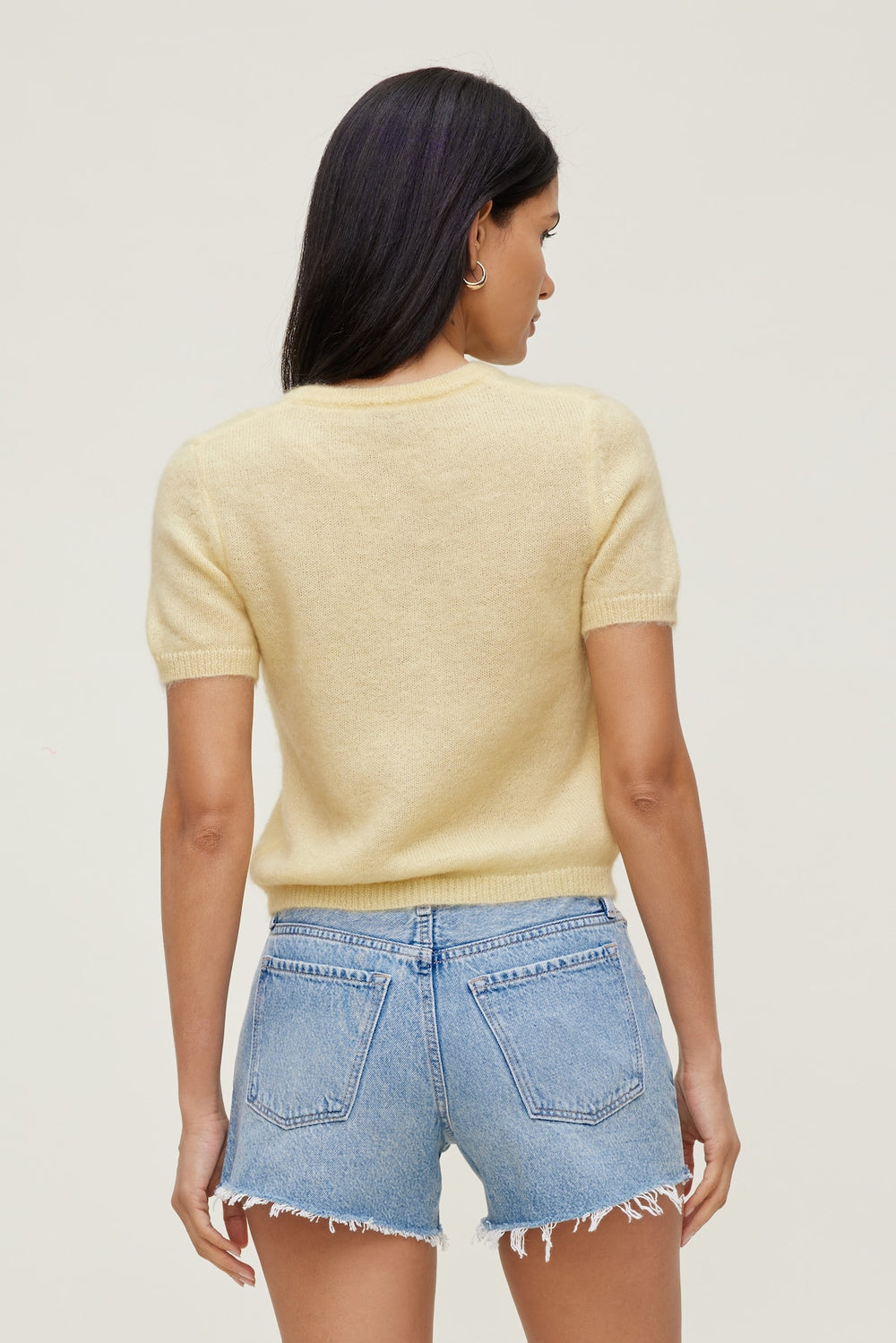 Dynamite Website Shop | Premium Mohair Short Sleeve Cardigan Yellow
