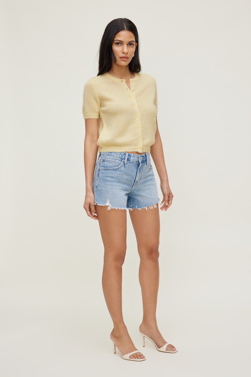 Dynamite Website Shop | Premium Mohair Short Sleeve Cardigan Yellow