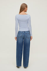 Dynamite Online | Nola Sculpt Long Sleeve Top Blue