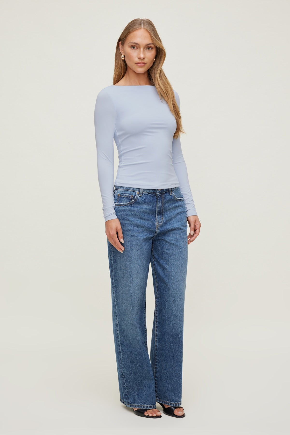 Dynamite Online | Nola Sculpt Long Sleeve Top Blue