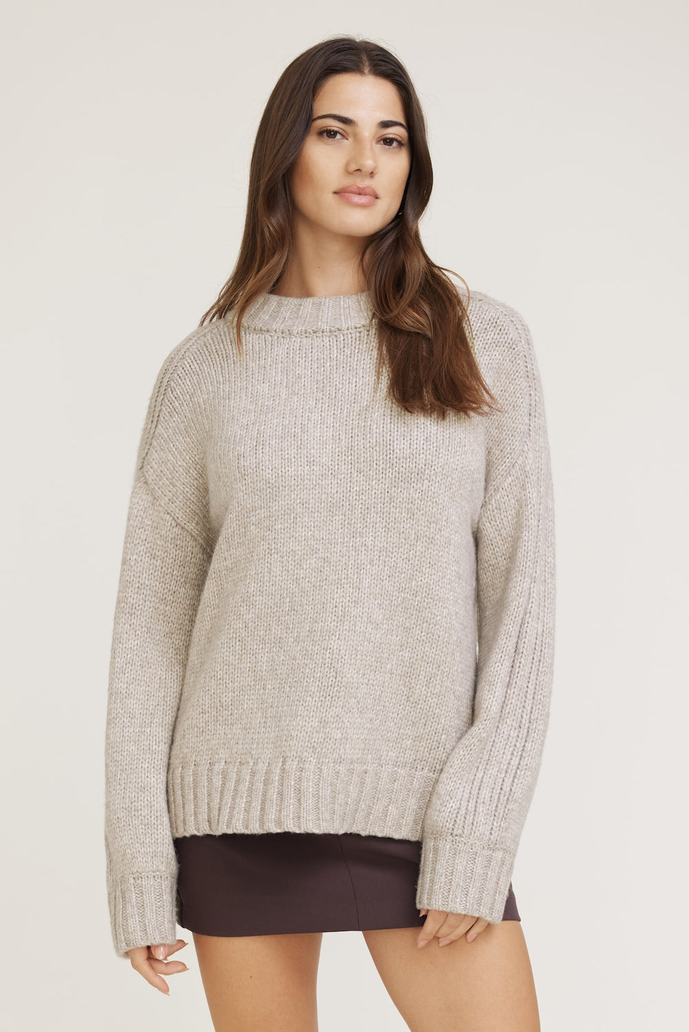 Dynamite Outlet | Mabel Chunky Crewneck Sweater Beige