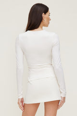 Dynamite Store | Draped Long Sleeve Top Beige