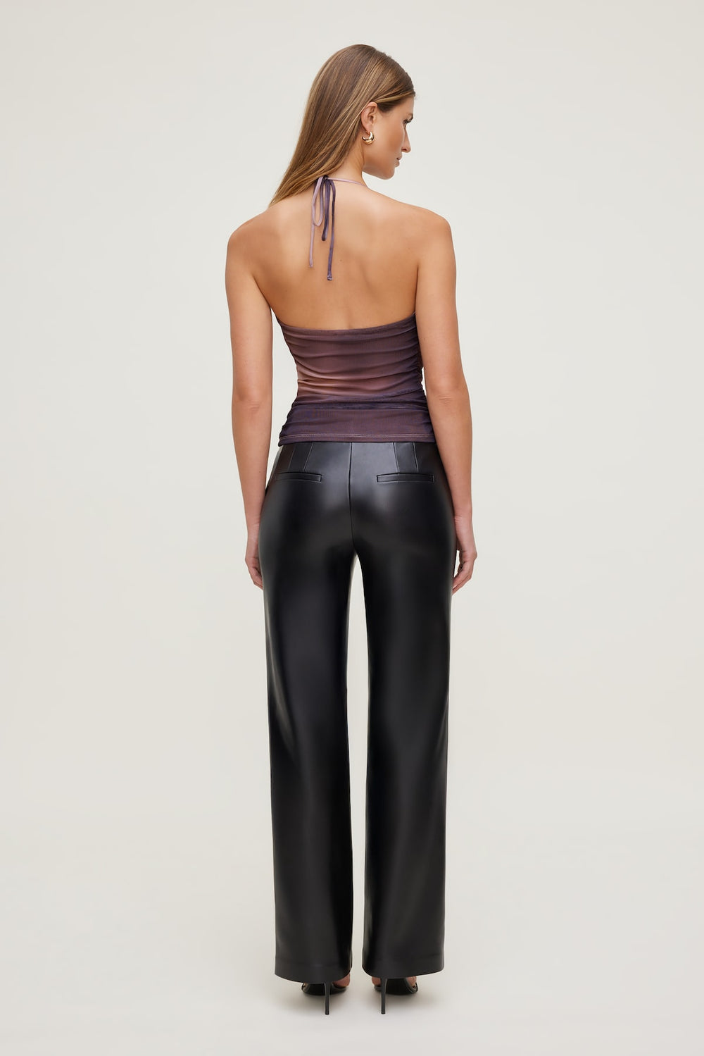 Dynamite Website Shop | Bare Cowl Neck Mesh Printed Top PURPLE