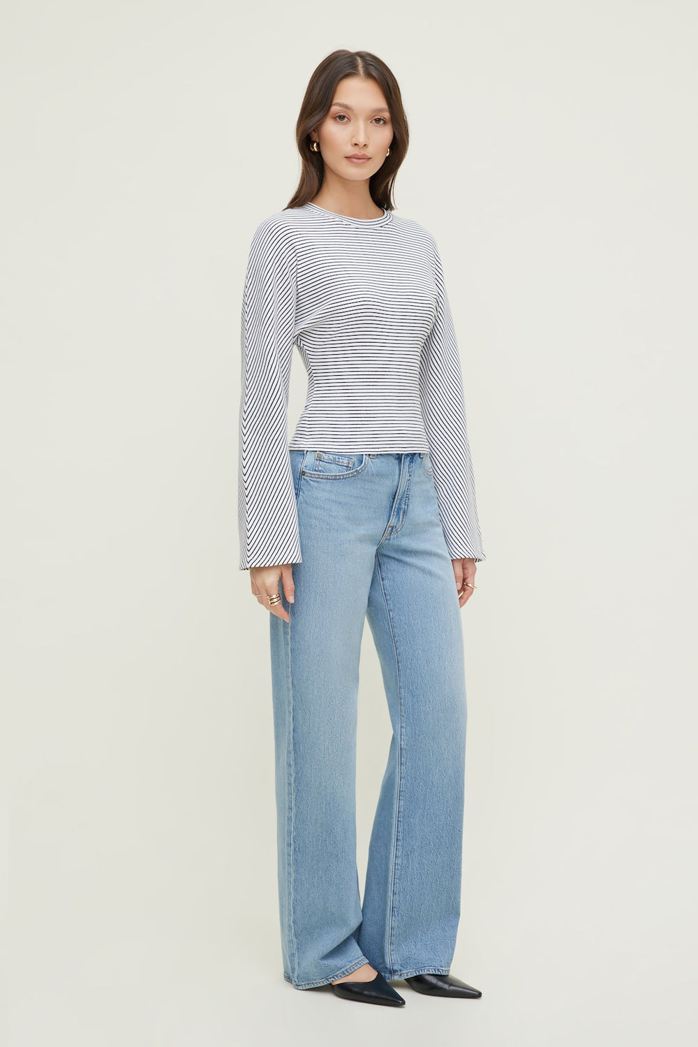 Dynamite Outlets | Striped Dolman Heavy Cotton Top White