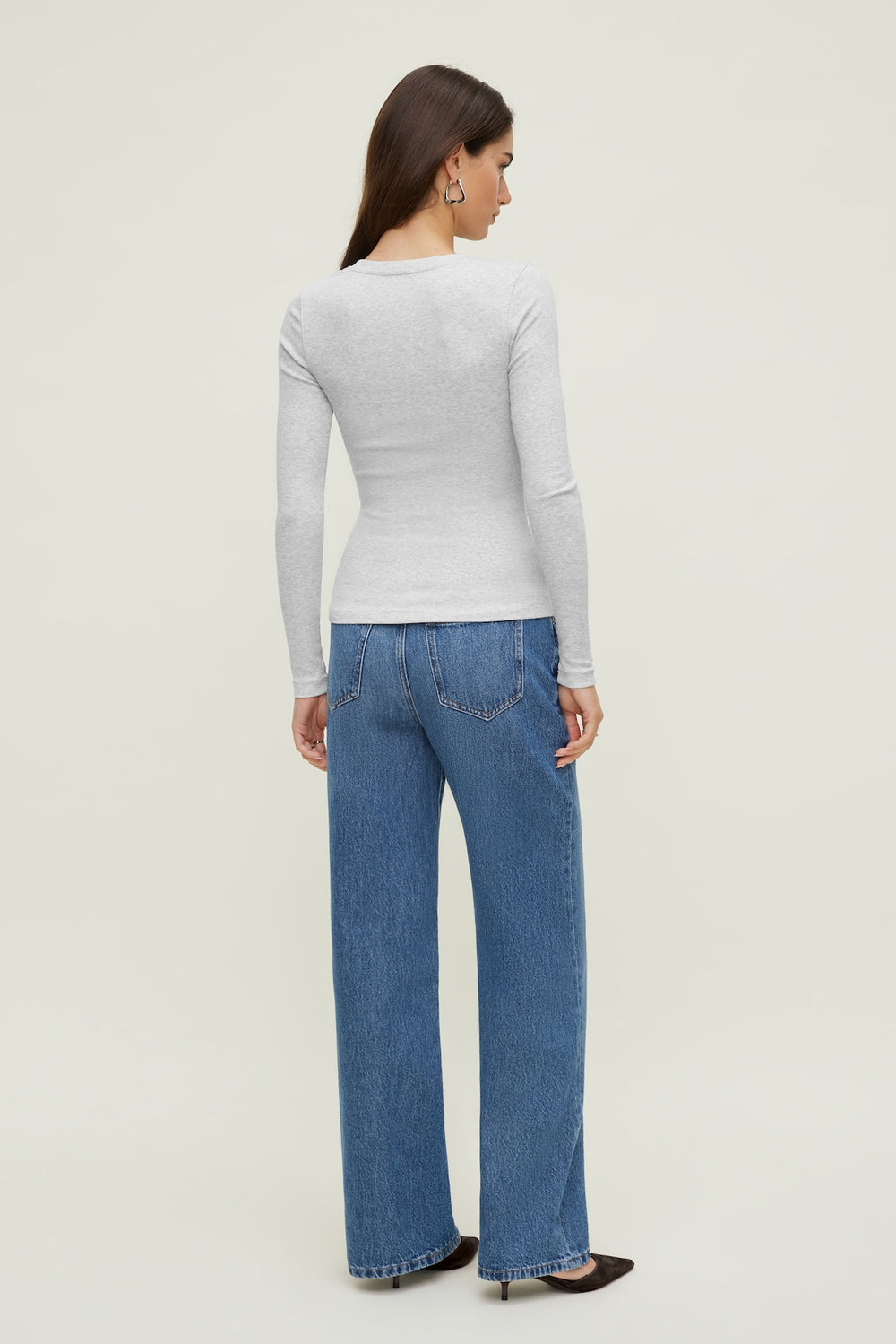 Dynamite Website Shop | Tedi Ribbed Long Sleeve T Shirt Gray