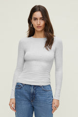 Dynamite Website Shop | Tedi Ribbed Long Sleeve T Shirt Gray