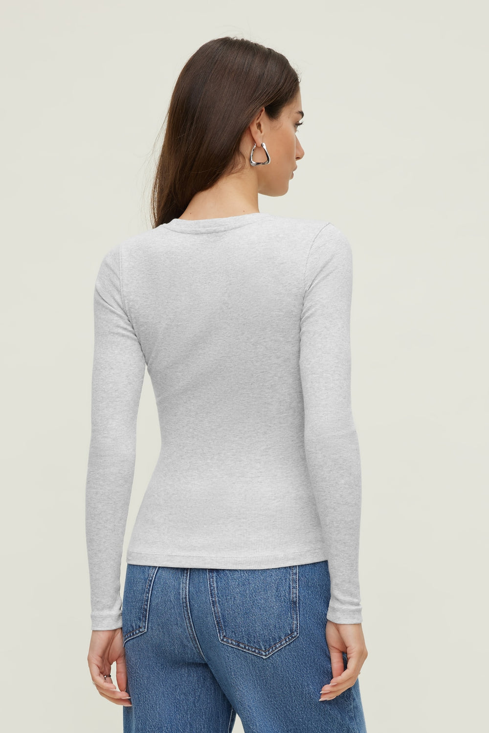 Dynamite Website Shop | Tedi Ribbed Long Sleeve T Shirt Gray