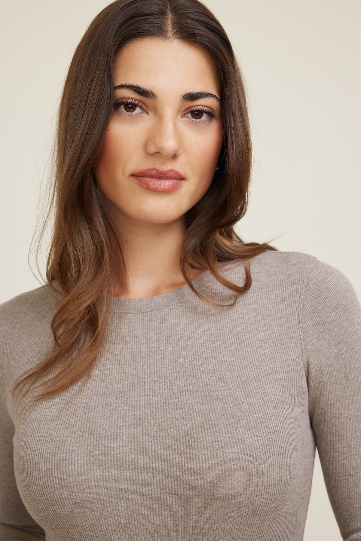 Dynamite US | Tedi Ribbed Long Sleeve T Shirt Brown