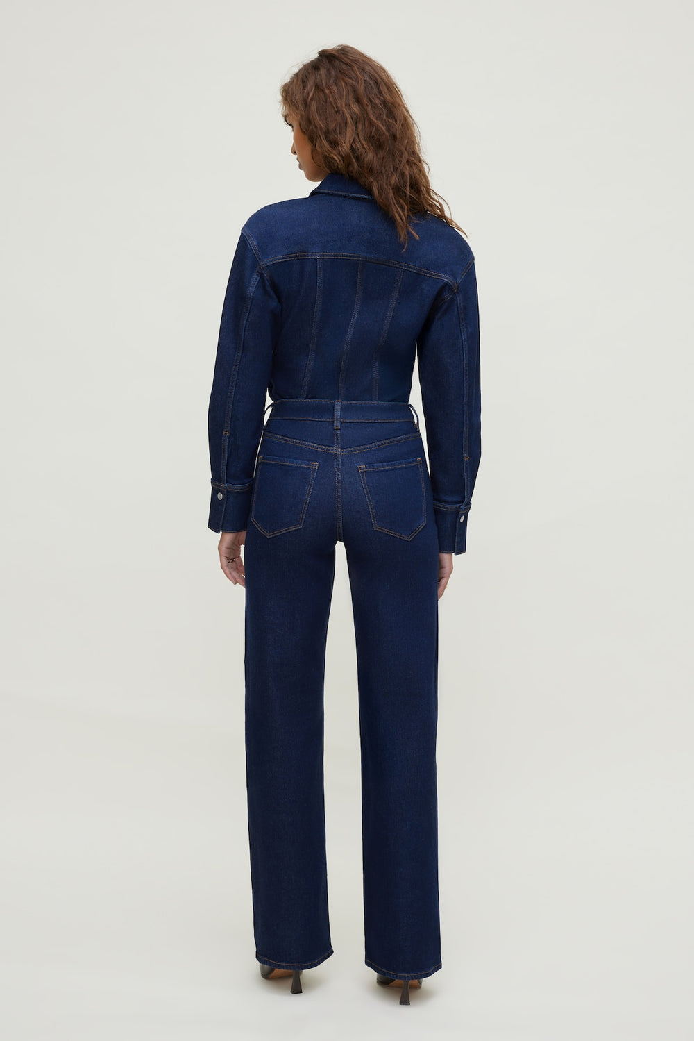 Dynamite Online | Cinched Stretch Denim Shirt Blue