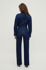Dynamite Online | Cinched Stretch Denim Shirt Blue