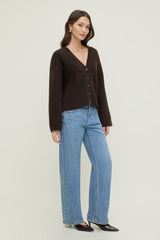 Dynamite Discount | Relaxed V Neck Cardigan Brown