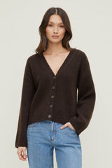 Dynamite Discount | Relaxed V Neck Cardigan Brown