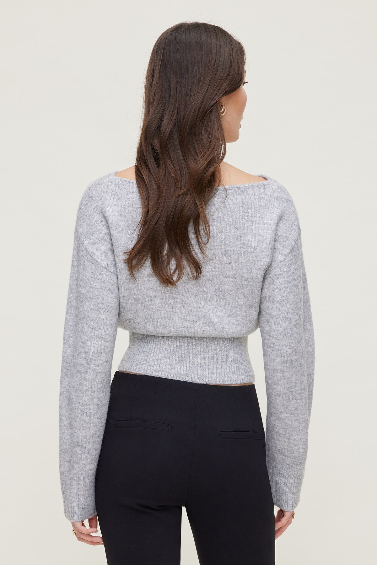 Dynamite Outlet | Juliet Cinched Boat Neck Sweater Gray