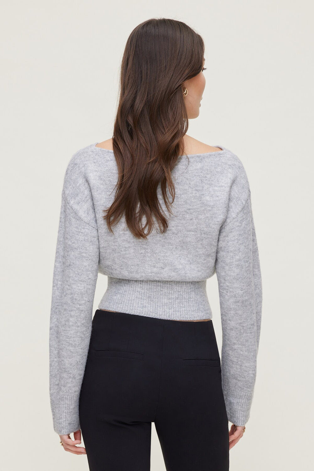 Dynamite Outlet | Juliet Cinched Boat Neck Sweater Gray