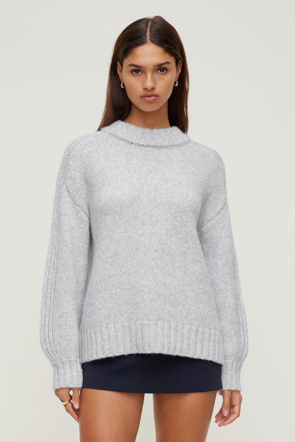 Dynamite Website Shop | Mabel Chunky Crewneck Sweater Gray