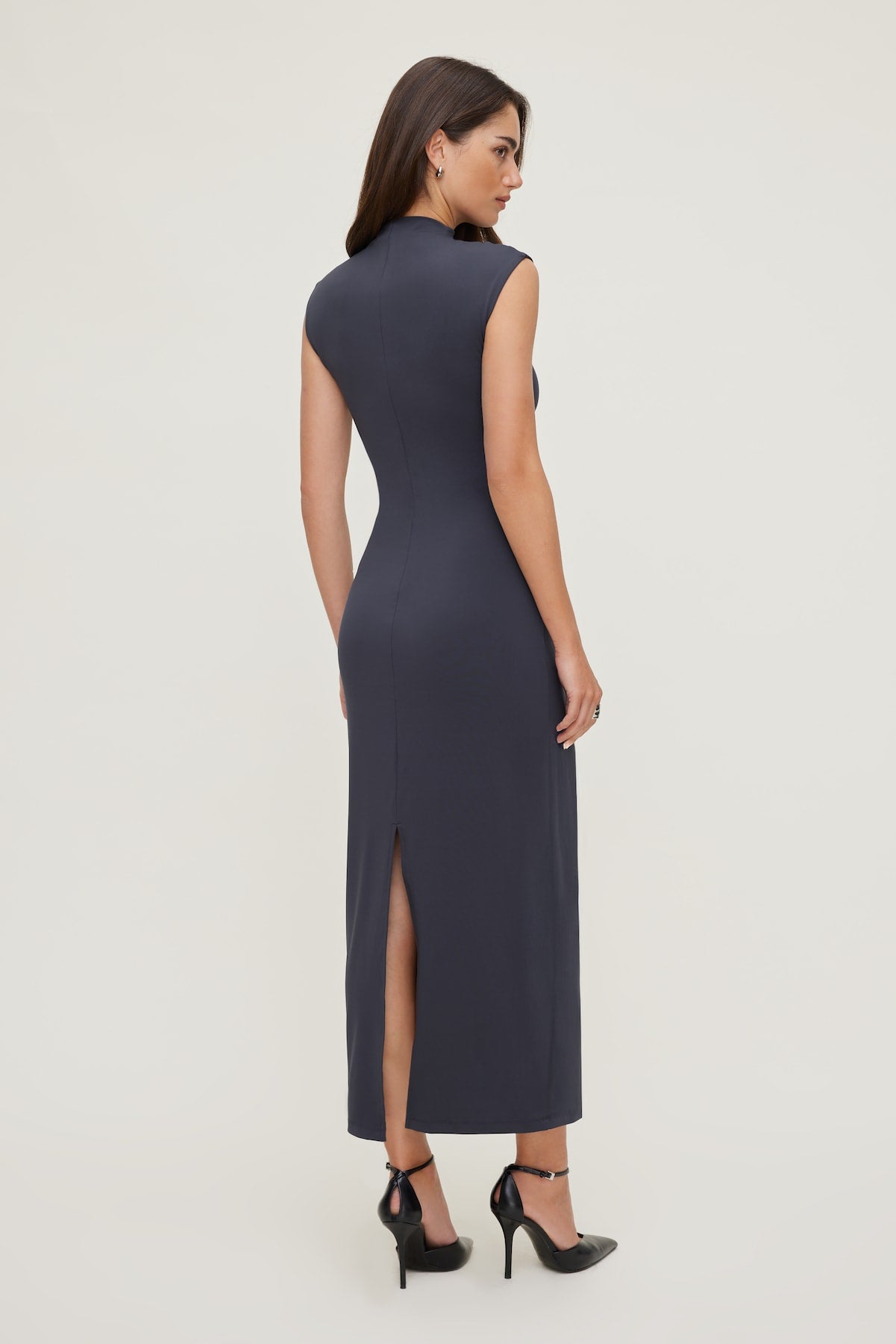 Dynamite On Sale | Bria Sculpt Mock Neck Maxi Dress Blue