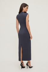 Dynamite On Sale | Bria Sculpt Mock Neck Maxi Dress Blue
