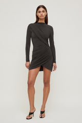 Dynamite Discount | Sculpt Draped Structured Mini Dress Brown