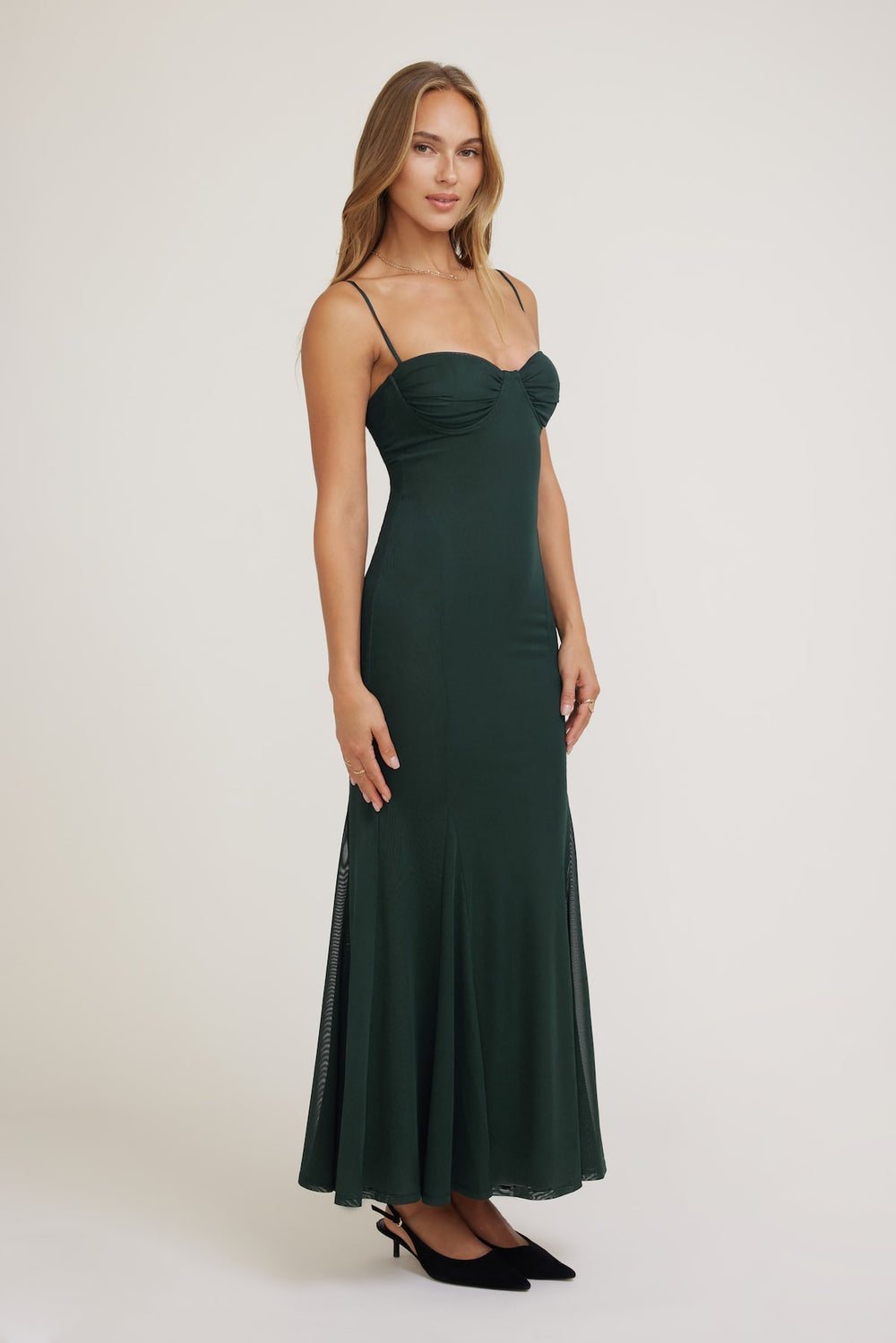 Dynamite Outlets | Monet Mesh Maxi Dress Green