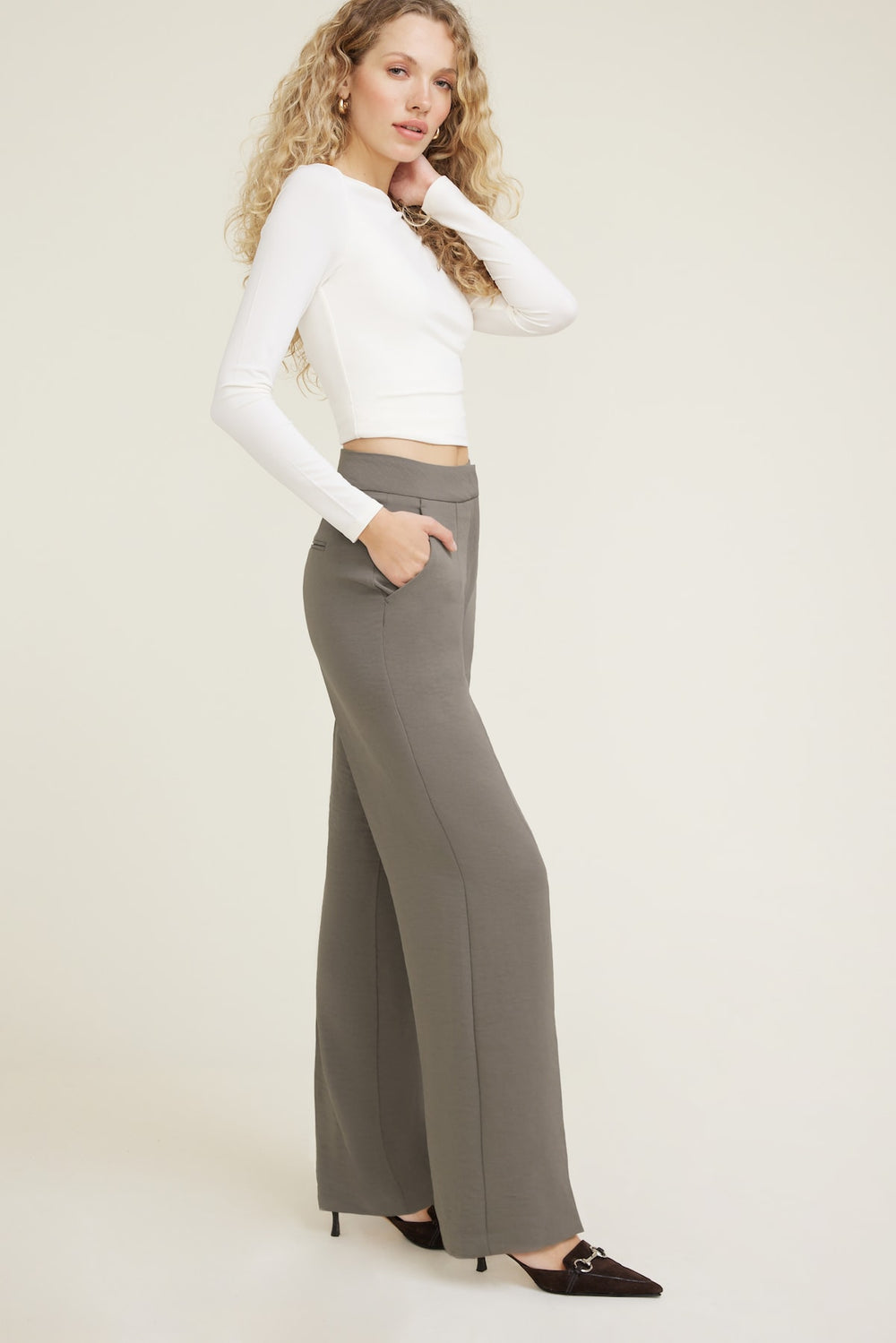 Dynamite On Sale | Yasmin Airflow Straight Leg Pants Brown