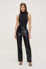Dynamite Online | Camelia Straight Leg Faux Leather Pants Black