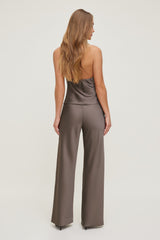 Dynamite Store | Izzy Wide Leg Satin Pants Brown
