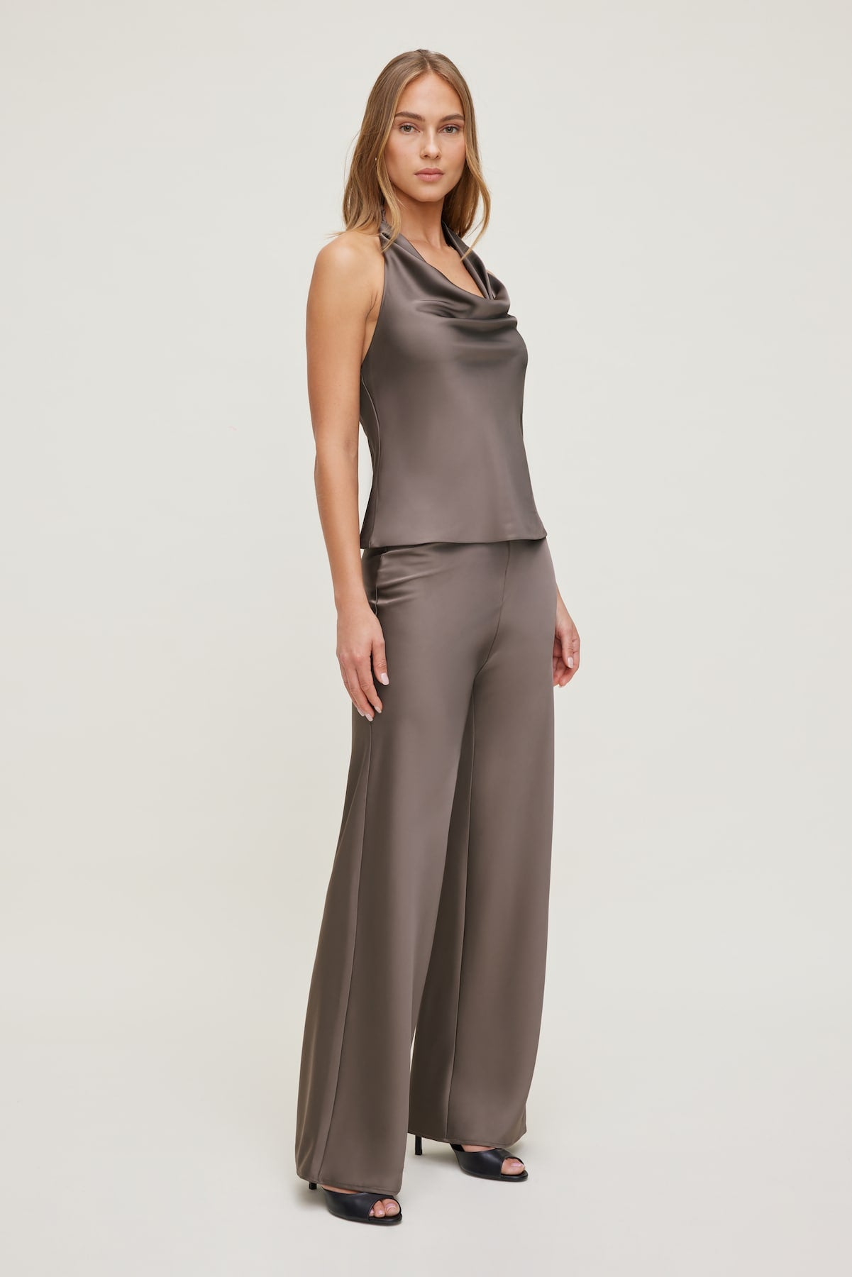 Dynamite Store | Izzy Wide Leg Satin Pants Brown