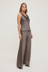 Dynamite Store | Izzy Wide Leg Satin Pants Brown