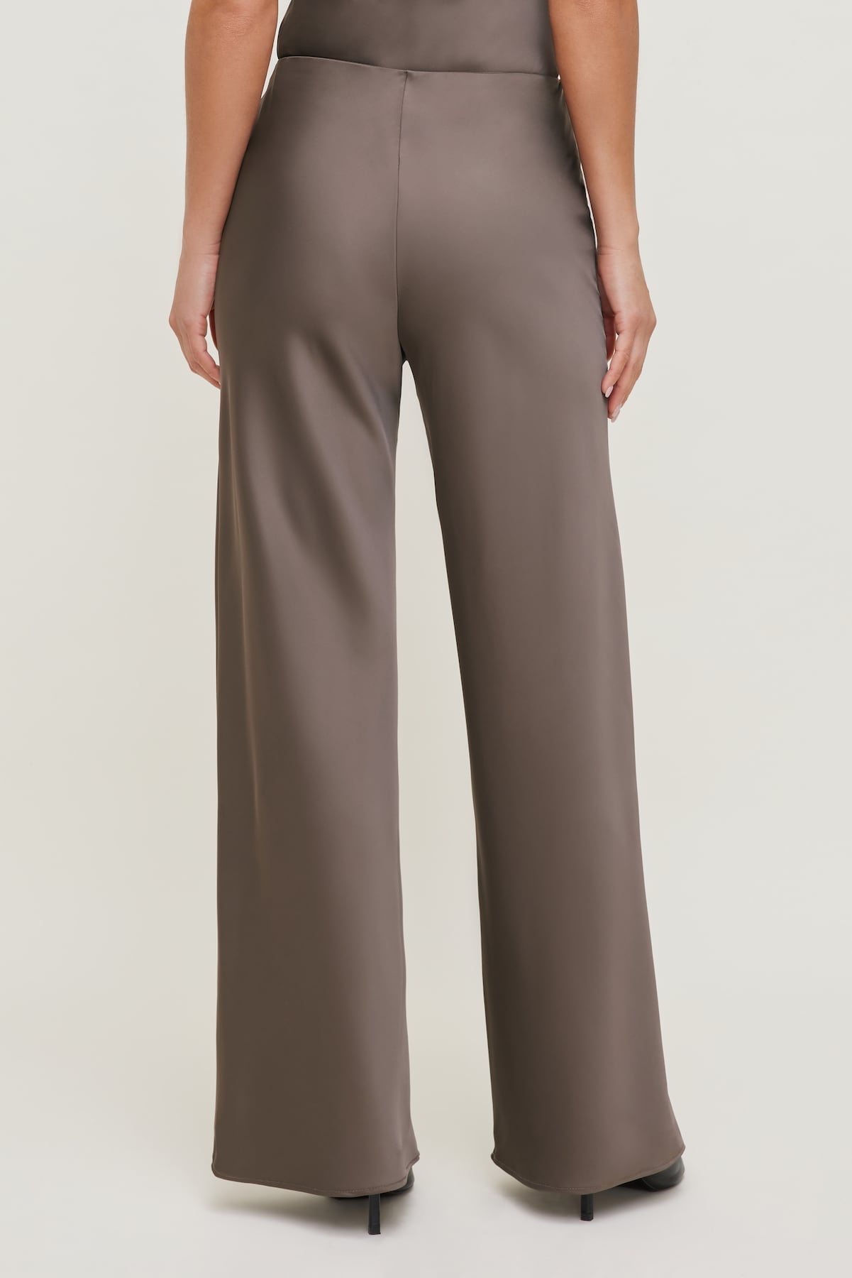 Dynamite Store | Izzy Wide Leg Satin Pants Brown