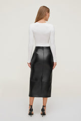 Dynamite Website Shop | Structured Faux Leather Midi Skirt Black