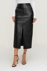 Dynamite Website Shop | Structured Faux Leather Midi Skirt Black