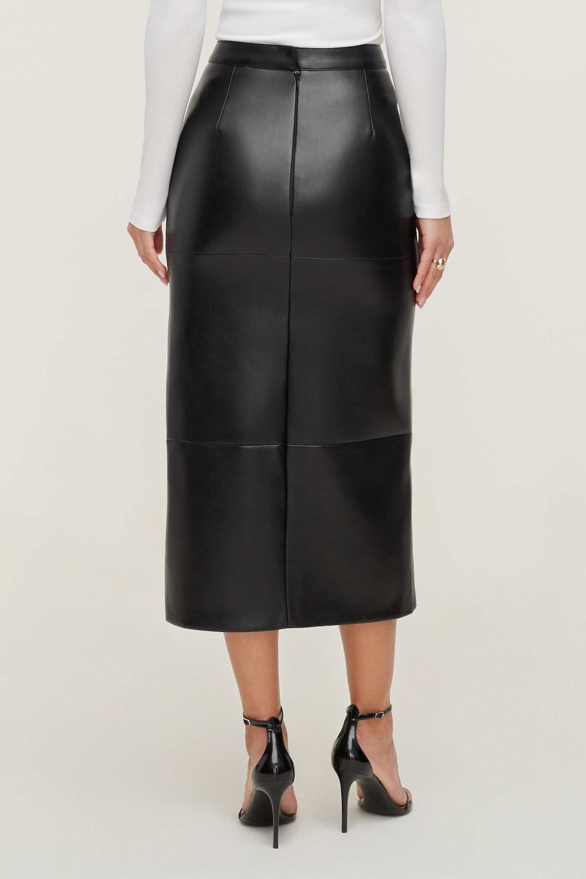 Dynamite Website Shop | Structured Faux Leather Midi Skirt Black