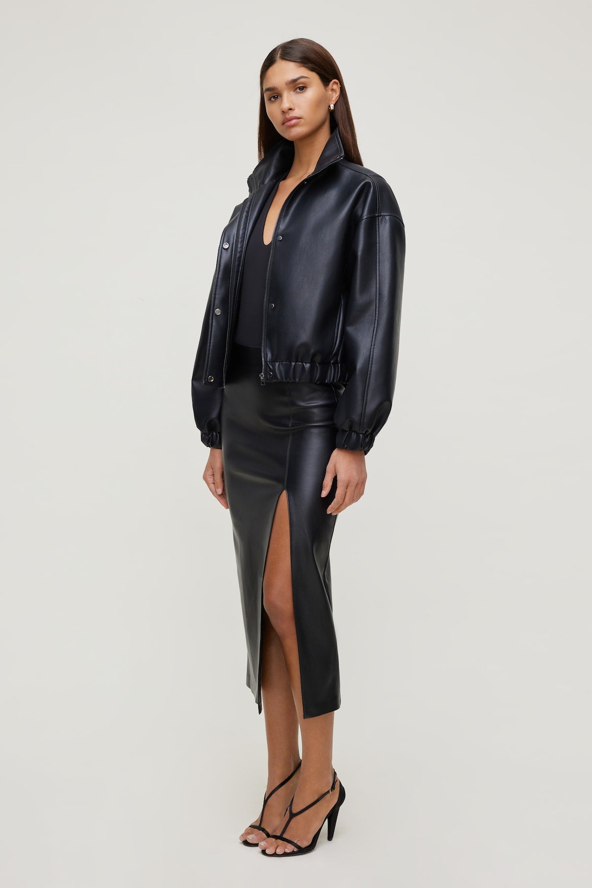 Dynamite Outlets | Marlow Faux Leather Midi Skirt Black