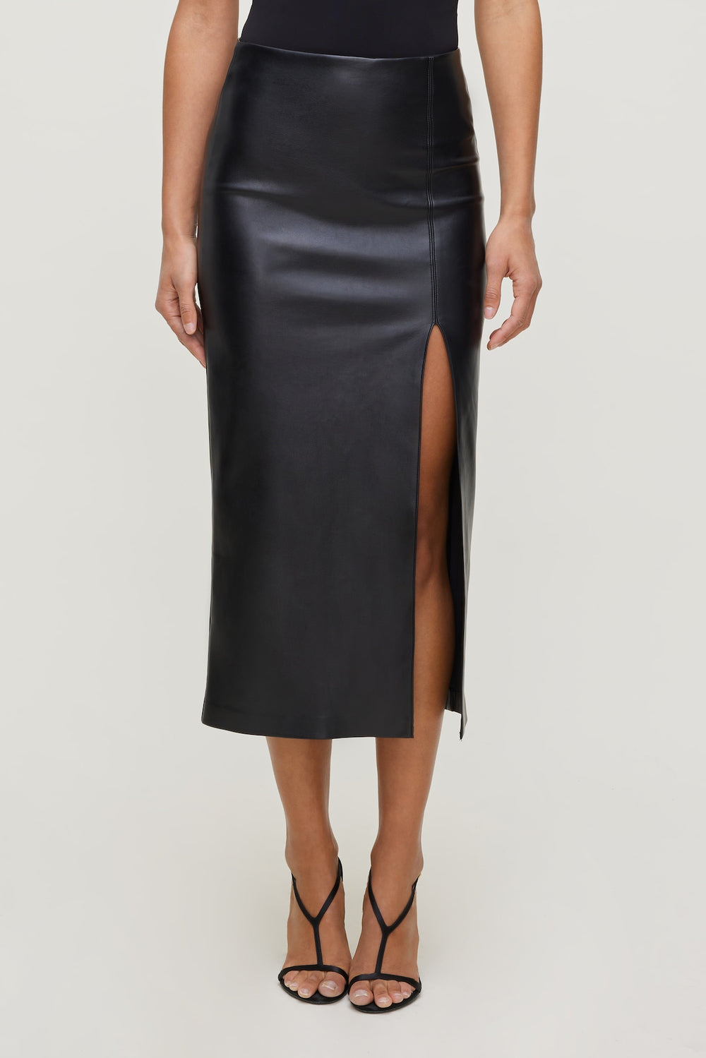 Dynamite Outlets | Marlow Faux Leather Midi Skirt Black