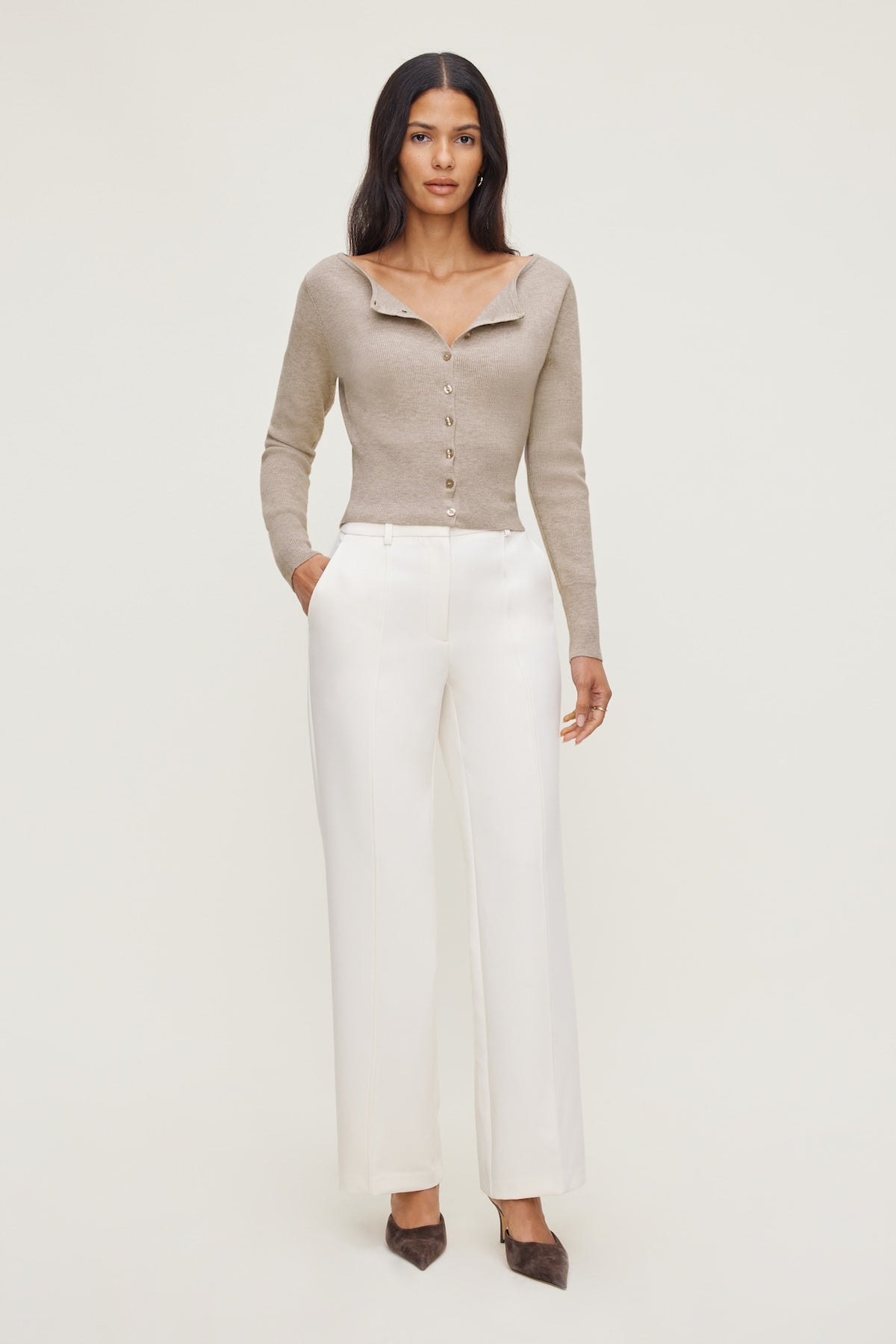 Dynamite Outlet | Pintuck Straight Leg Pants Beige