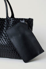 Dynamite On Sale | Oversized Woven Faux Leather Tote BLACK