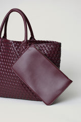 Dynamite Discount | Oversized Woven Faux Leather Tote Red