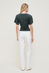 Dynamite Outlets | Andrea Shirred Jersey T Shirt Green